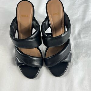 Boss Elegant Black Heeled Janet Mules